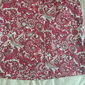 Ann Taylor Mini Skirt Red Pink Floral Paisley Boho Summer Festival